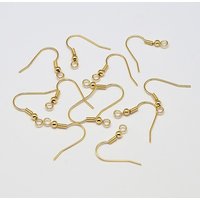 Brass Earring Hooks with Horizontal Loop, 18K Gold Plated — Jewelry Findings