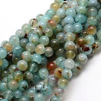 Fil de Perles Rondes en Agate Teintée Naturelle, Aqua, 6mm, 64pcs/fil — Perles à bijoux
