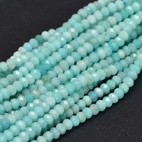 Faceted Rondelle Natural Amazonite Bead Strands, 3x2mm, 163pcs