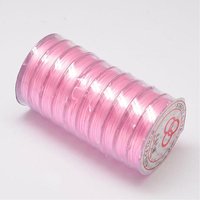 Fil Élastique Cristal Plat pour Fabrication de Bracelets Élastiques, Rose Perle