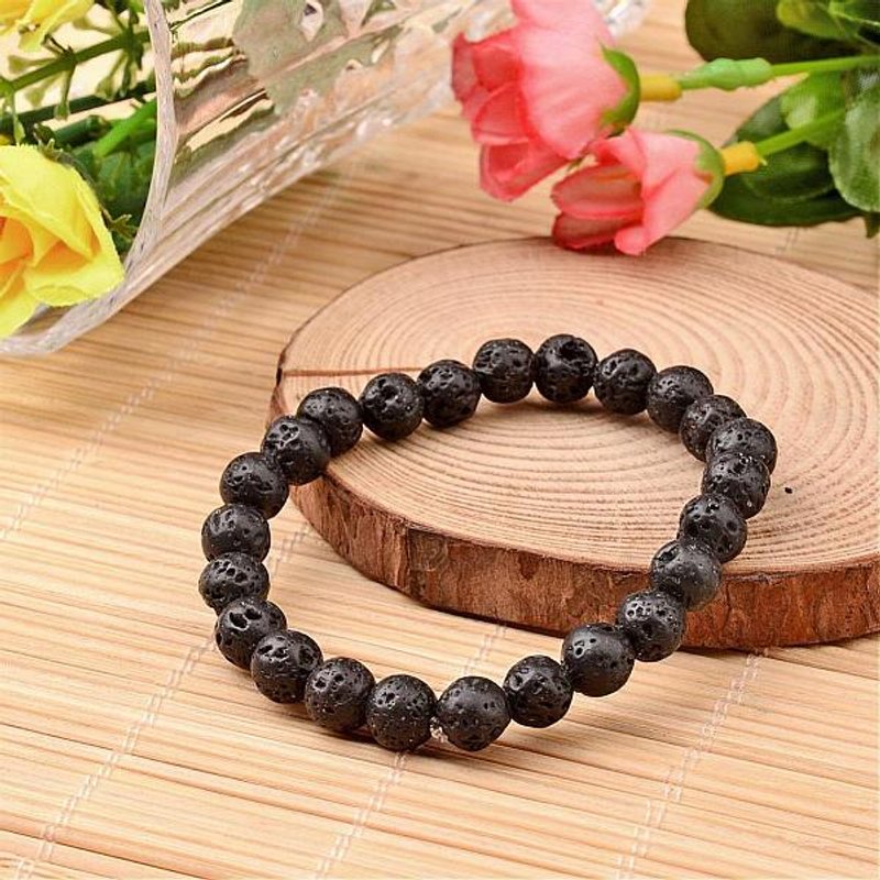 Bracelet Élastique Rond en Pierre de Lave Naturelle — Bracelet Femme