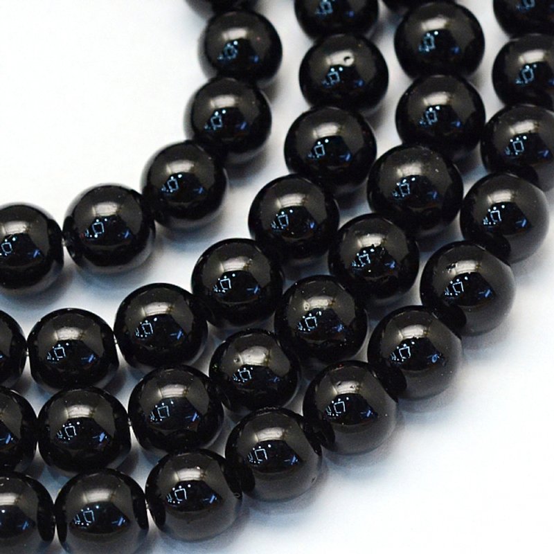 Baking Painted Pearlized Glass Round Bead Strands, Black, 8-9mm — Jewelry Beads