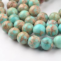 Natural Imperial Jasper Beads Strands, Round, Dyed Light Blue — Jewelry Beads
