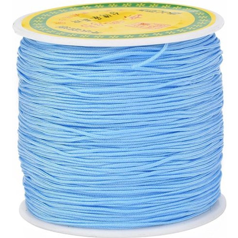 Fil de nylon tressé pour la fabrication de bijoux, bleu ciel clair, 0,8 mm