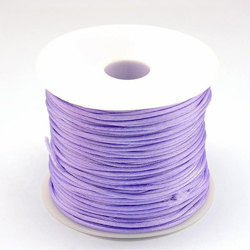 Cordon Satin Rattail en Nylon, Violet Moyen, 1.0mm, 76.55 verges