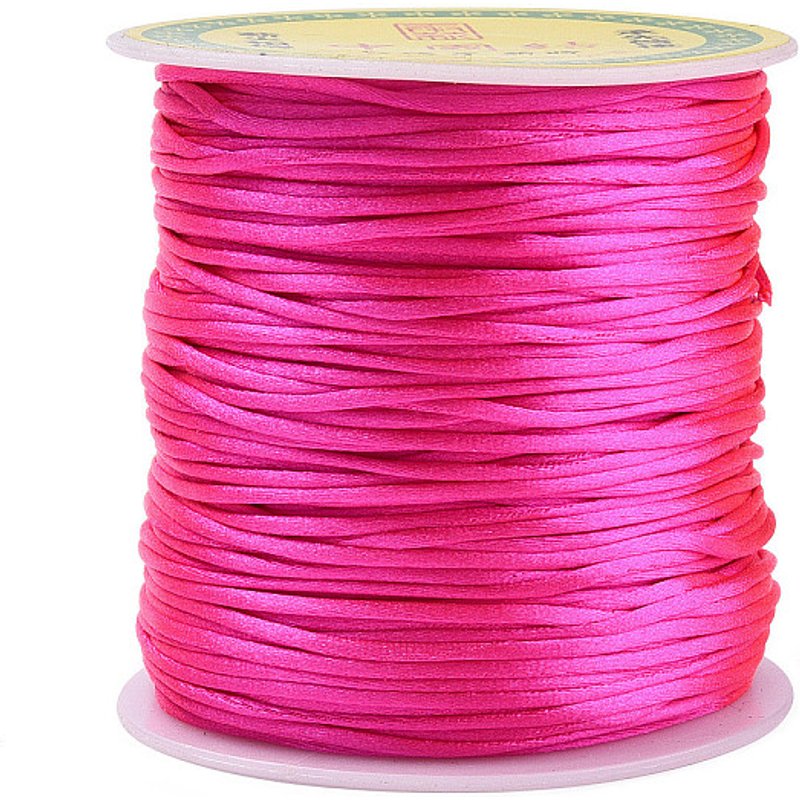 Cordons en Satin Rattail en Nylon, Rose Foncé, 1.0mm, 76.55 verges — Chaînes, fils et cordons