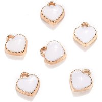 Charm en Émail en Alliage en Forme de Cœur en Or Clair et Blanc — Breloques et pendentifs