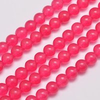 Natural & Dyed Malaysia Jade Bead Strands, Round, Cerise, 6mm — Jewelry Beads