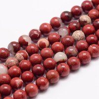 Natural Red Jasper Bead Strands, Round, 10mm, 38pcs/strand