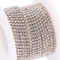 Brass Rhinestone Strass Chains with Spool, Silver Plated, 10 Yards