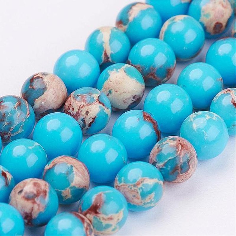 Natural Imperial Jasper Bead Strands, Dyed, Round, 6mm — Jewelry Beads