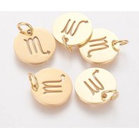 Charms en acier inoxydable 304, dorés, signe du Scorpion, 12mm — Breloques et pendentifs