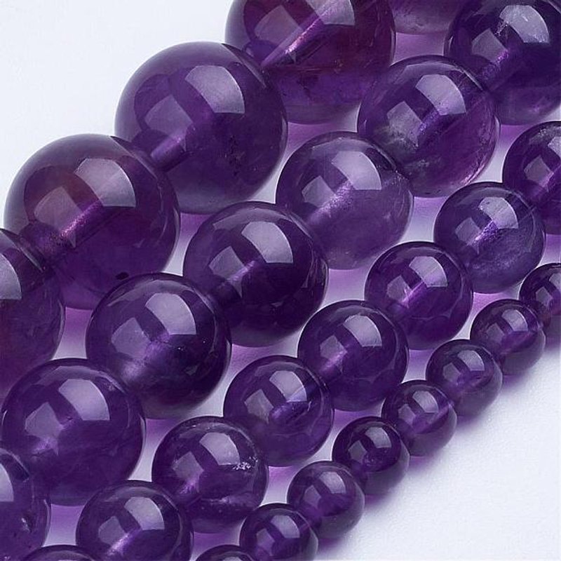 Fil de perles d'améthyste naturelle, qualité A, rond, 4-4.5mm, 15.7 pouces — Perles à bijoux