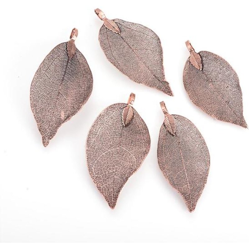 Pendentifs grands en feuille naturelle électroplaqués avec attaches en fer — Breloques et pendentifs
