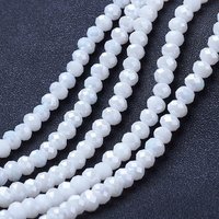 Brins de Perles en Verre Électroplaqué, Rondelle Opaque Blanche — Perles à bijoux