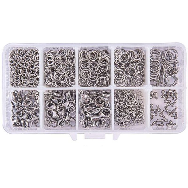 304 Stainless Steel Lobster Claw Clasps and Jump Rings Set — Jewelry Findings