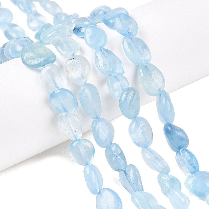 Brins de perles d'aigue-marine naturelles, nuggets, 8-15x7-12mm, trou de 1mm — Perles à bijoux