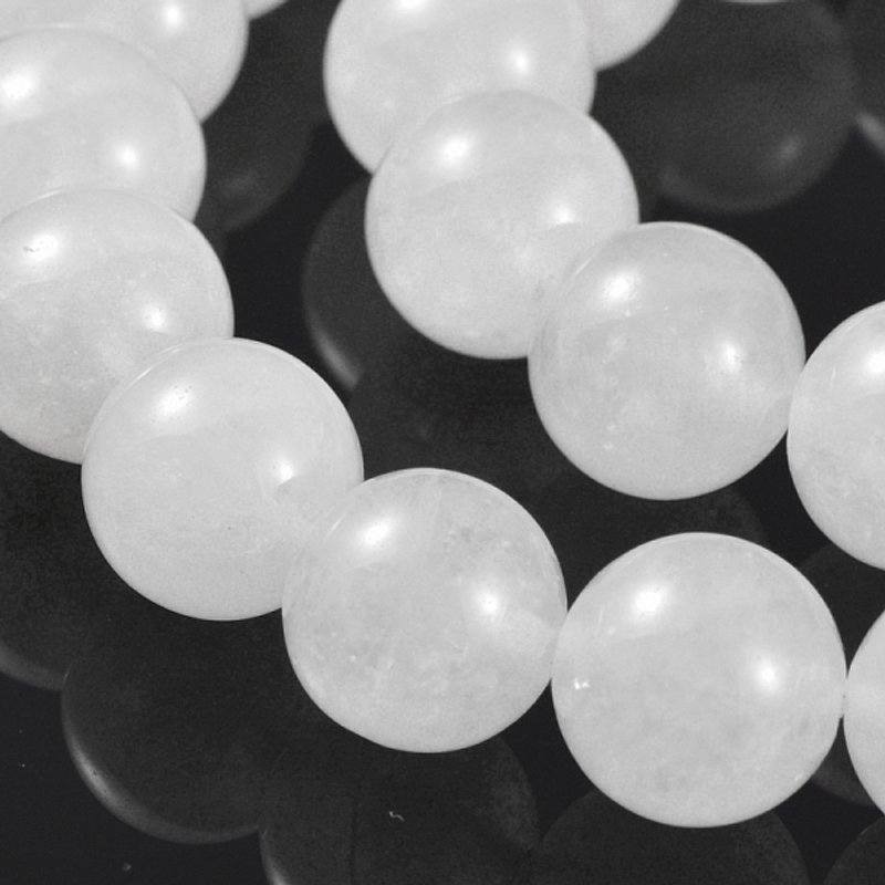 Fil de perles en jade blanc naturel, rond 8mm, 46-48pcs — Perles à bijoux
