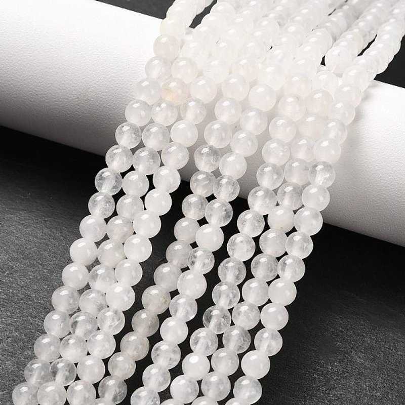 Natural White Jade Round Bead Strands, 4mm, 88pcs, 14.5 inch — Jewelry Beads
