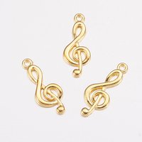 Tibetan Style Alloy Treble Clef Pendants - Cadmium Free, Golden