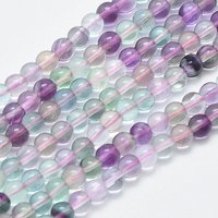 Fils de perles de fluorite naturelle, rond, 4mm, 15-15,5 pouces — Perles à bijoux