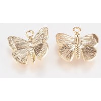 Brass Butterfly Pendant, 18K Gold Plated, Cadmium, Nickel, Lead Free