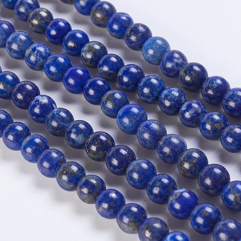 Fils de perles de lapis lazuli naturel, rond, 6 mm, 15,3 pouces — Perles à bijoux