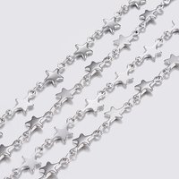 304 Stainless Steel Star Link Chains, Soldered, Tarnish Resistant