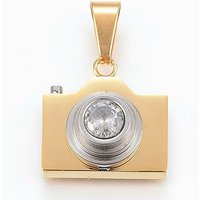 Pendentif Caméra en Acier Inoxydable 304 avec Zircon Cubique — Breloques et pendentifs