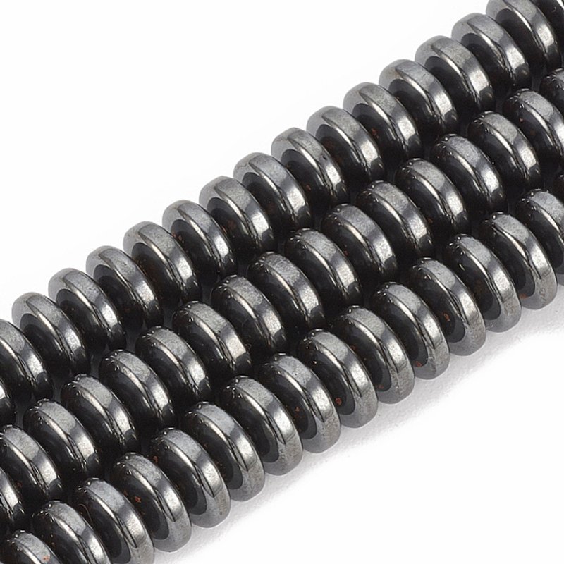 Fils de perles en hématite synthétique non magnétique, rondelle, 6x3mm — Perles à bijoux