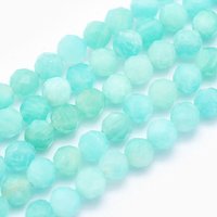 Fils de perles d'amazonite naturelle, rondes, facettées, 4mm, 93pcs