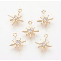 Brass Cubic Zirconia Star Charms for DIY Jewelry Making — Charms & Pendants
