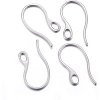 304 Stainless Steel Earring Hooks with Horizontal Loop