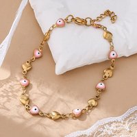 Bracelet en Acier Inoxydable 304 avec Chaîne Liens et Cœur avec Mauvais Œil — Bracelet Femme