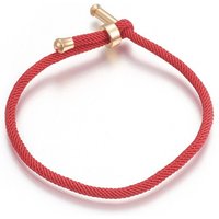 Bracelet en Corde de Coton avec Trouvailles en Laiton Plaqué Or 24K — Bracelet Femme