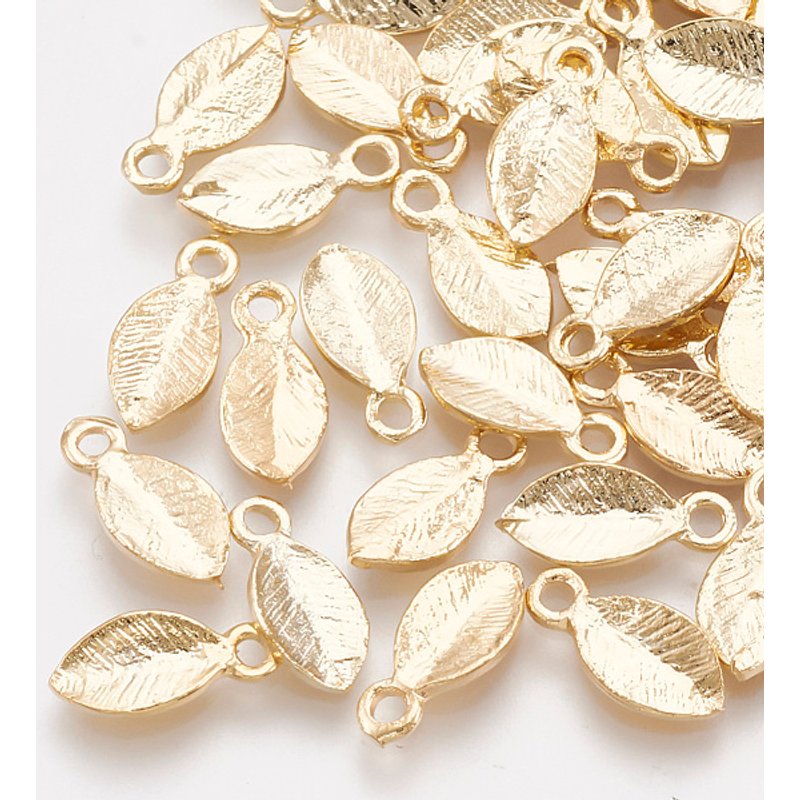 Charm en Laiton en Forme de Feuille, Plaqué Or 18K, Sans Cadmium, Nickel et Plomb — Breloques et pendentifs