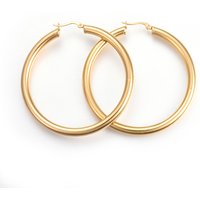 Boucles d'oreilles créoles grandes en acier inoxydable 201 - Design doré hypoallergénique — Boucles d'oreilles créoles