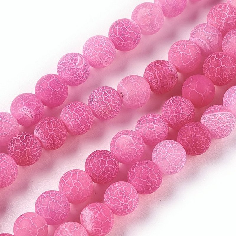 Natural Weathered Agate Beads Strands, Dyed Hot Pink, 8mm — Jewelry Beads