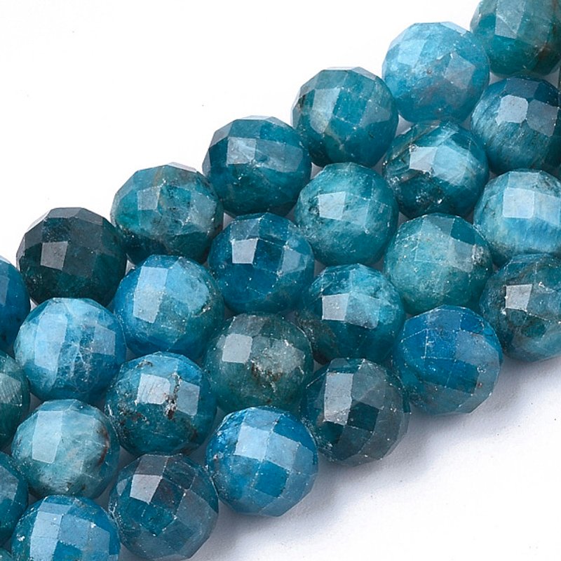 Brins de Perles d'Apatite Naturelle, Ronde Facettée, 4-4.5mm, 49pcs — Perles à bijoux