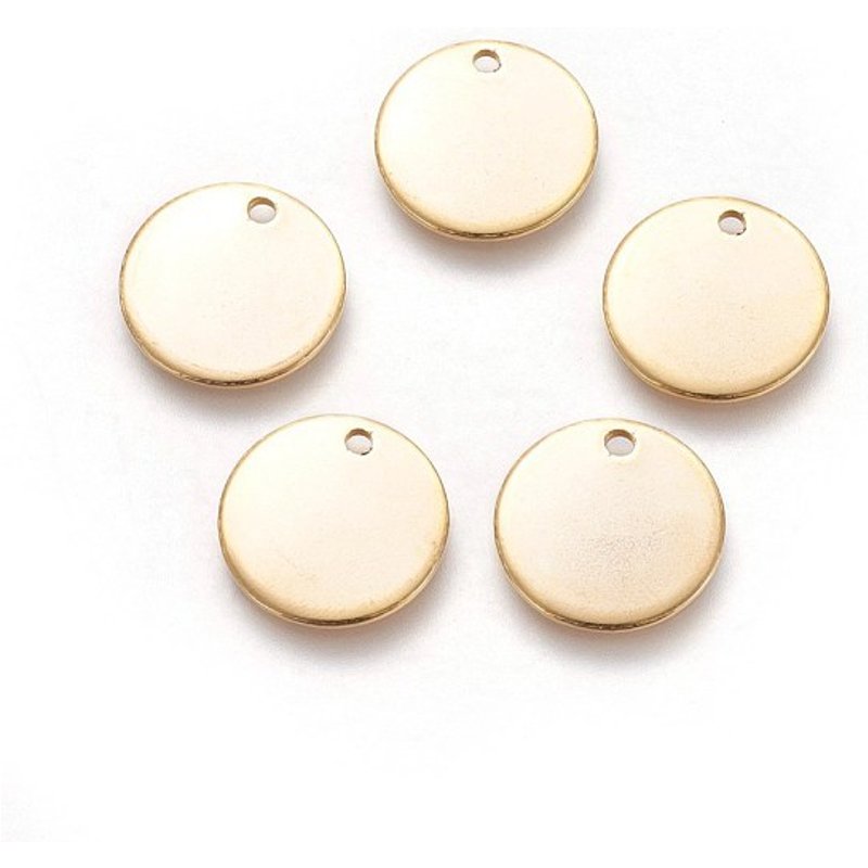 Charms ronds plats en acier inoxydable 304, étiquette vierge dorée — Breloques et pendentifs