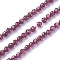 Fil de perles de grenat naturel, facettées, rondes, 3-3.5mm, 115-130pcs — Perles à bijoux