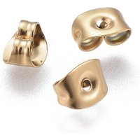 Ion Plating 304 Stainless Steel Ear Nuts, 18K Gold Plated — Jewelry Findings