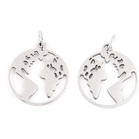 Non-Tarnish 201 Stainless Steel Pendant with Map