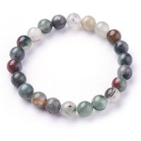 Bracelet élastique en bloodstone africain naturel, rond, 2-2,125 pouces — Bracelet Femme