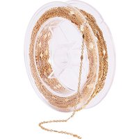 Brass Link Cable Chains with Spool, Soldered, 18K Gold Plated