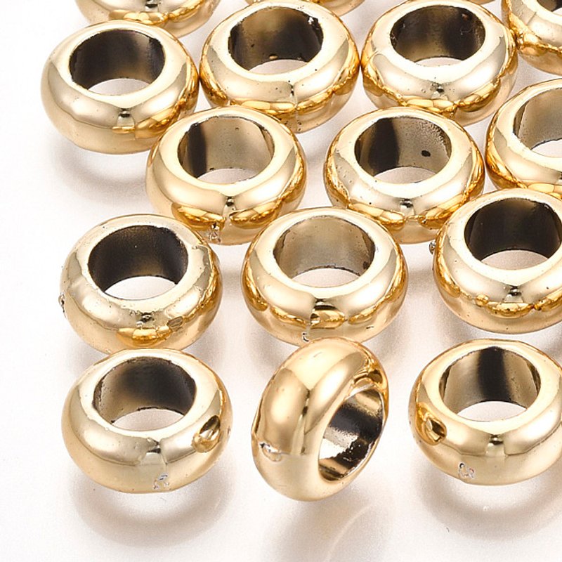 Perles Rondelle en Plastique ABS Plaquées Or, 10x4.5mm — Perles à bijoux