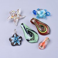 Handmade Lampwork Pendants, Mixed Shapes and Colors, 5pcs/bag — Charms & Pendants