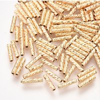 Perles en laiton taillées, plaquées or 18K, design colonne — Perles à bijoux
