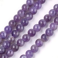 Fils de perles d'améthyste naturel, rond 6mm, trou 0.8mm, 15.3 pouces — Perles à bijoux