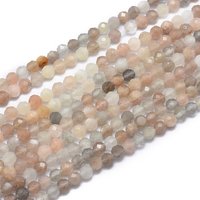 Brins de perles naturelles en multi-labradorite, facettées, rondes, 3mm — Perles à bijoux